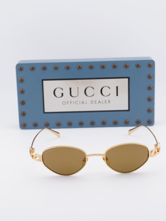 Gucci GG1935S 003 Cat Eye Sunglasses - Shiny Gold / Brown with Bronze Mirror main image 8